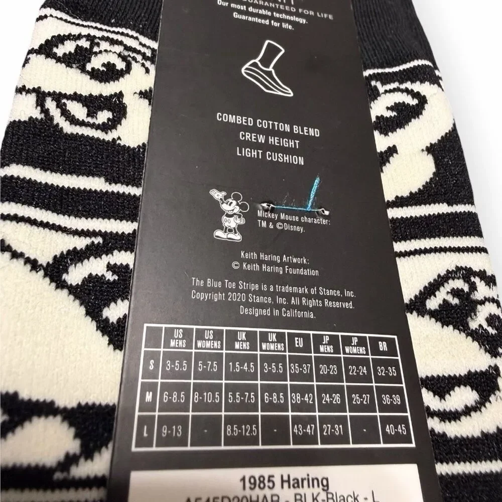 Stance “1985 Haring” Disney Mickey Mouse x Keith Haring Socks size L M9-13 New
